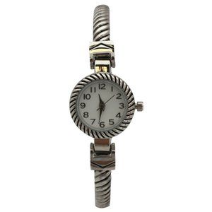 OLIVIA PRATT SILVER SIMPLE RIBBED CUFF WATCH
